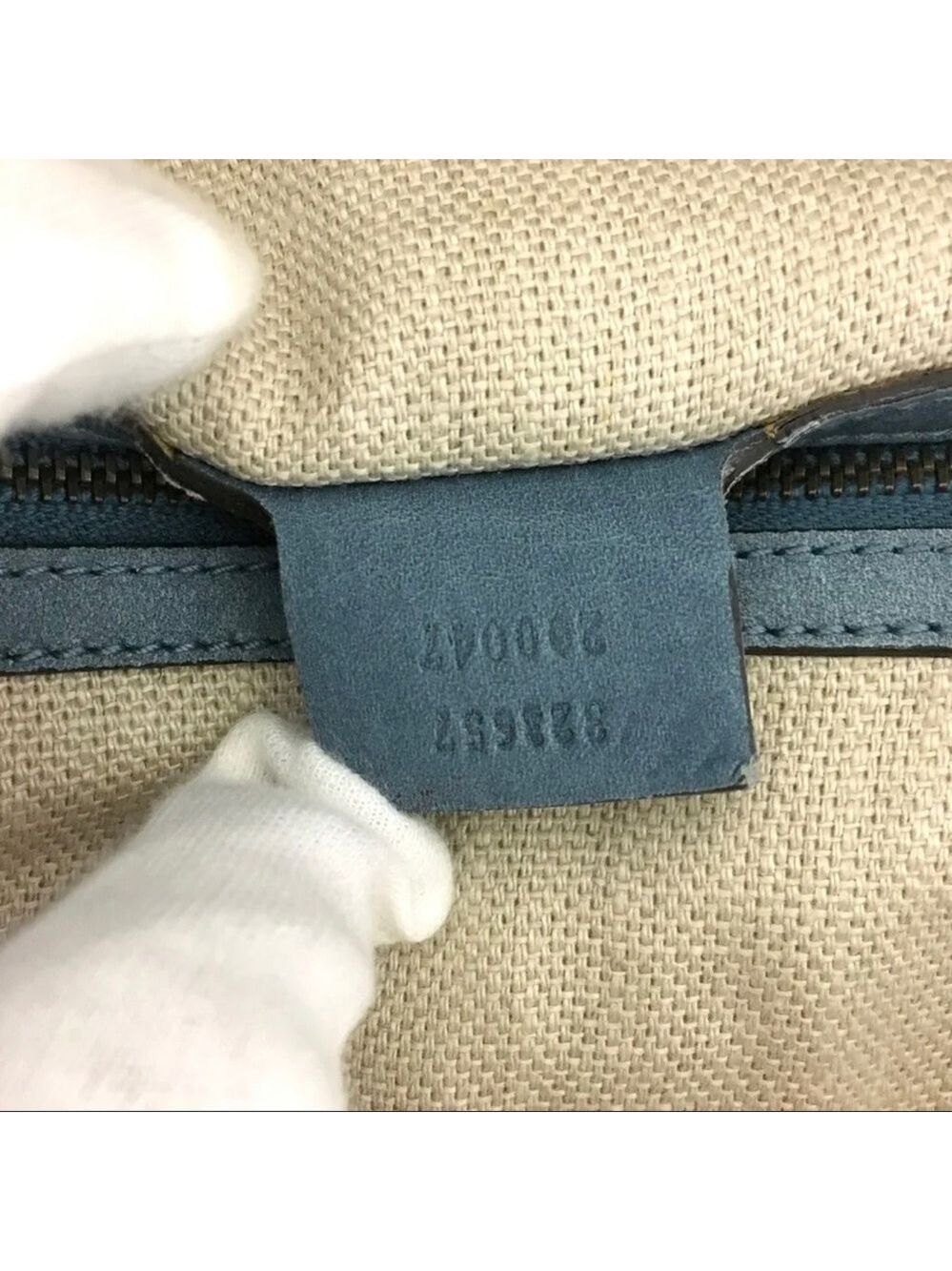 Authentic GUCCI Blue/Green Nubuck Leather Tote Satchel Bag - Picture 11 of 11